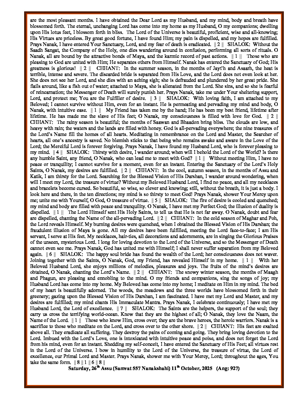 Daily Hukamnama Sri Darbar Sahib October 11, 2025 - Page 4